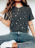 Star Pattern Celestial Cosmic Constellations Moonlit Night Sky Design Comfort Colors Tee