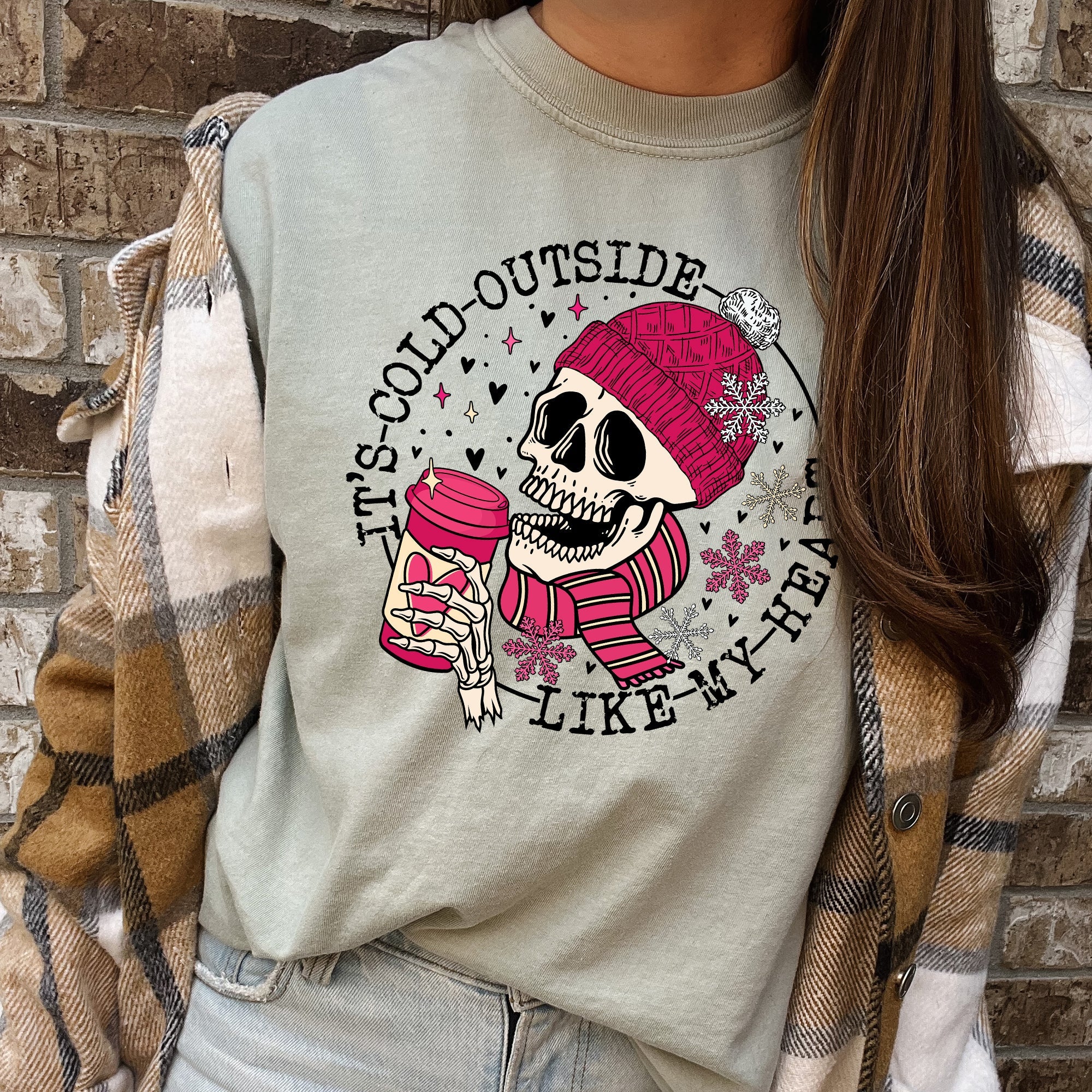 It's Cold Outside Skeleton Heart Valentine's Day Limited Edition Comfort Colors Tee