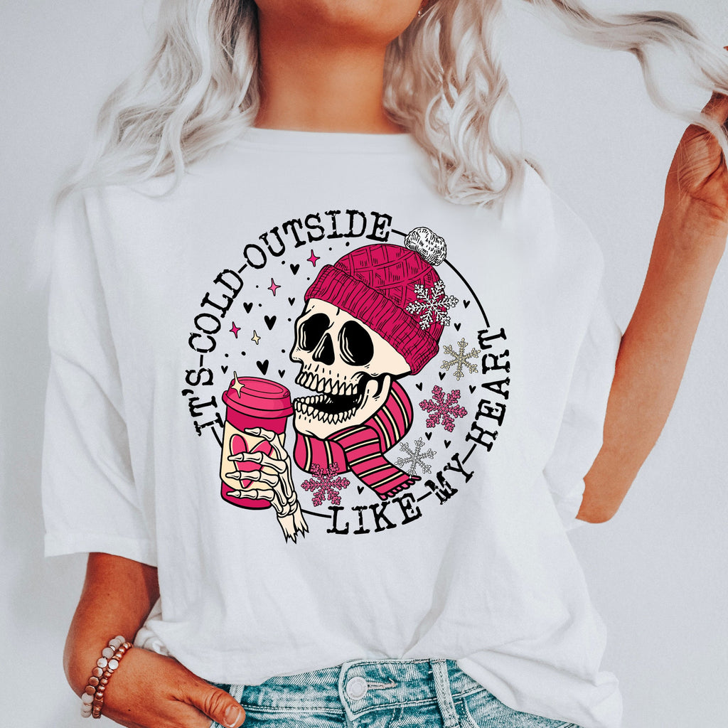 It's Cold Outside Skeleton Heart Valentine's Day Limited Edition Comfort Colors Tee