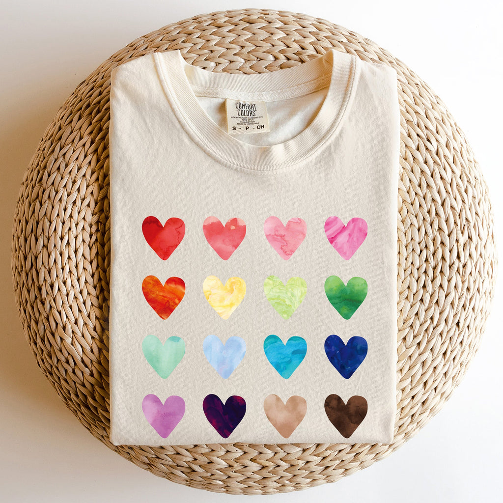 Colorful Hearts Rainbow Love Valentine's Day Celebration Theme Comfort Colors Tee
