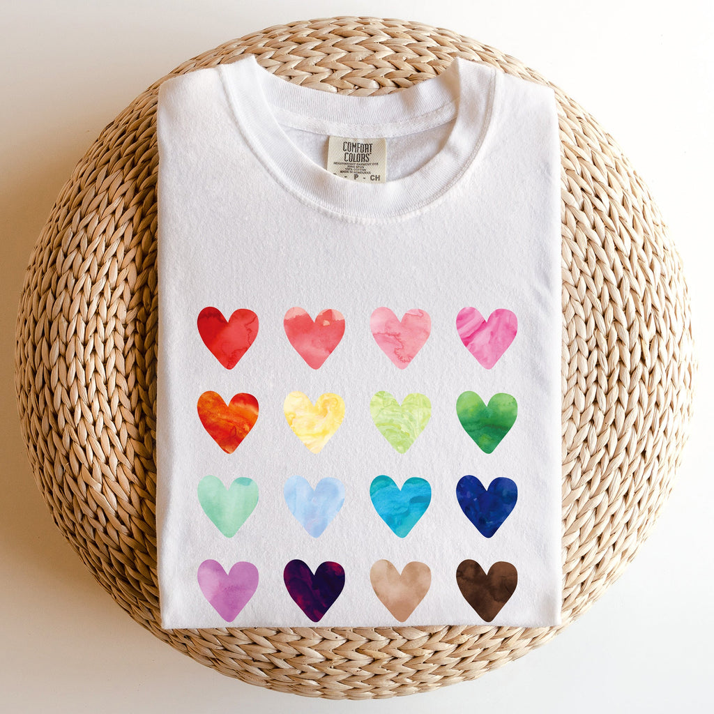 Colorful Hearts Rainbow Love Valentine's Day Celebration Theme Comfort Colors Tee