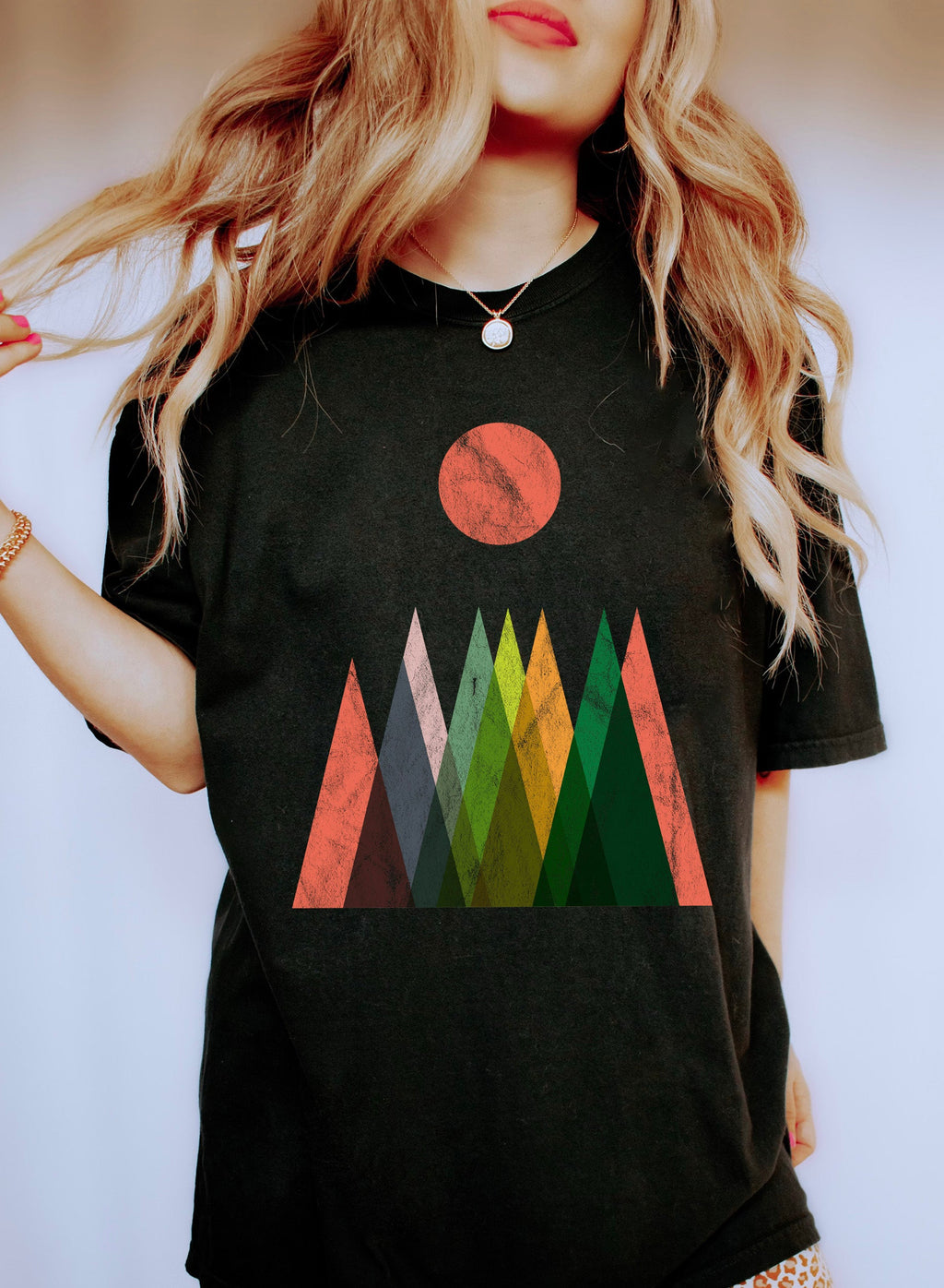 Abstract Mountains And Sun Silhouette Comfort Colors Tee