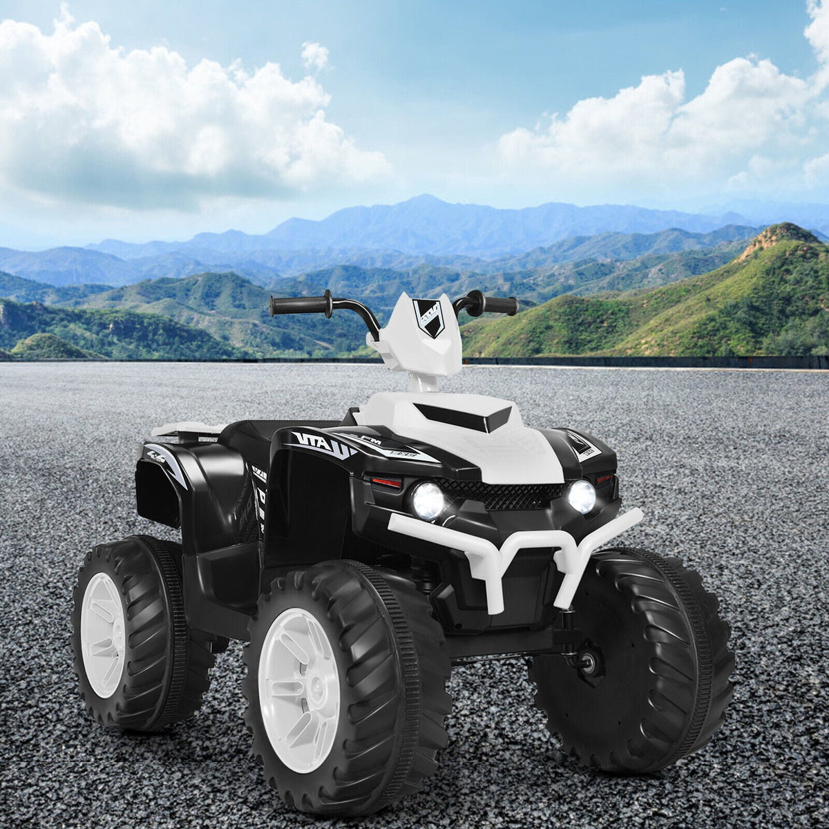 Costway 12V Kids ATV Quad Ride On Car with LED Light & Music - White