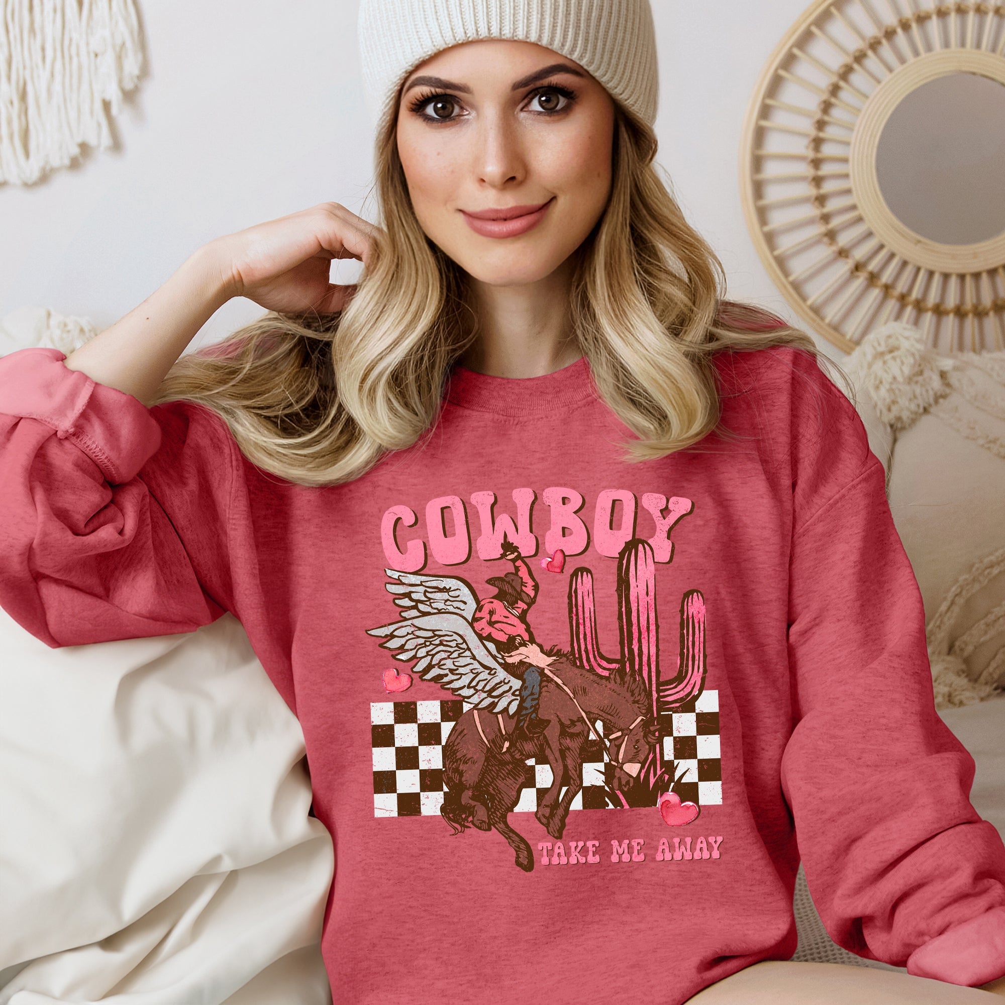 Cowboy Take Me Away Western Country Valentines Day Classic Rustic Vintage Graphic Sweatshirt
