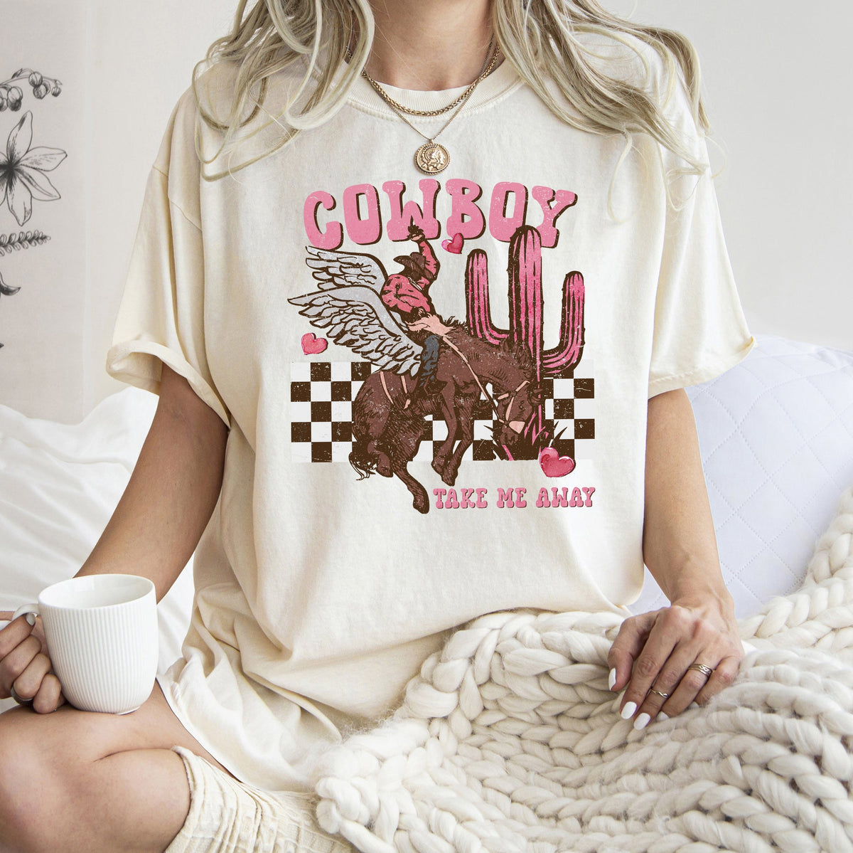 Cowboy Take Me Away Western Country Valentines Day Edition Vintage Inspired Comfort Colors Tee
