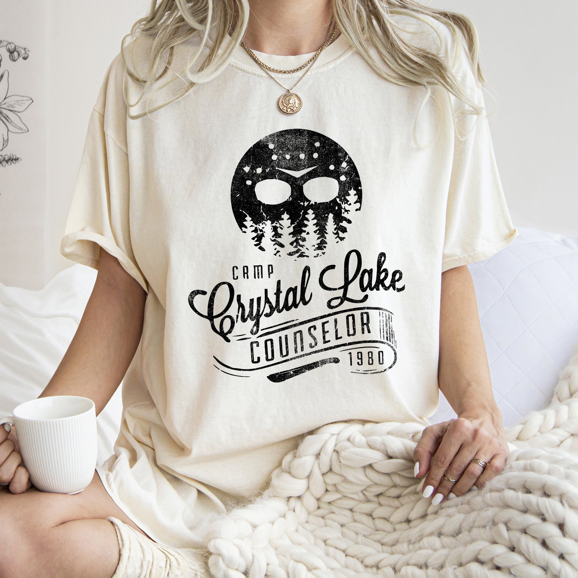 Camp Crystal Lake Counselor Retro Halloween Slasher Theme Limited Edition Comfort Colors Tee