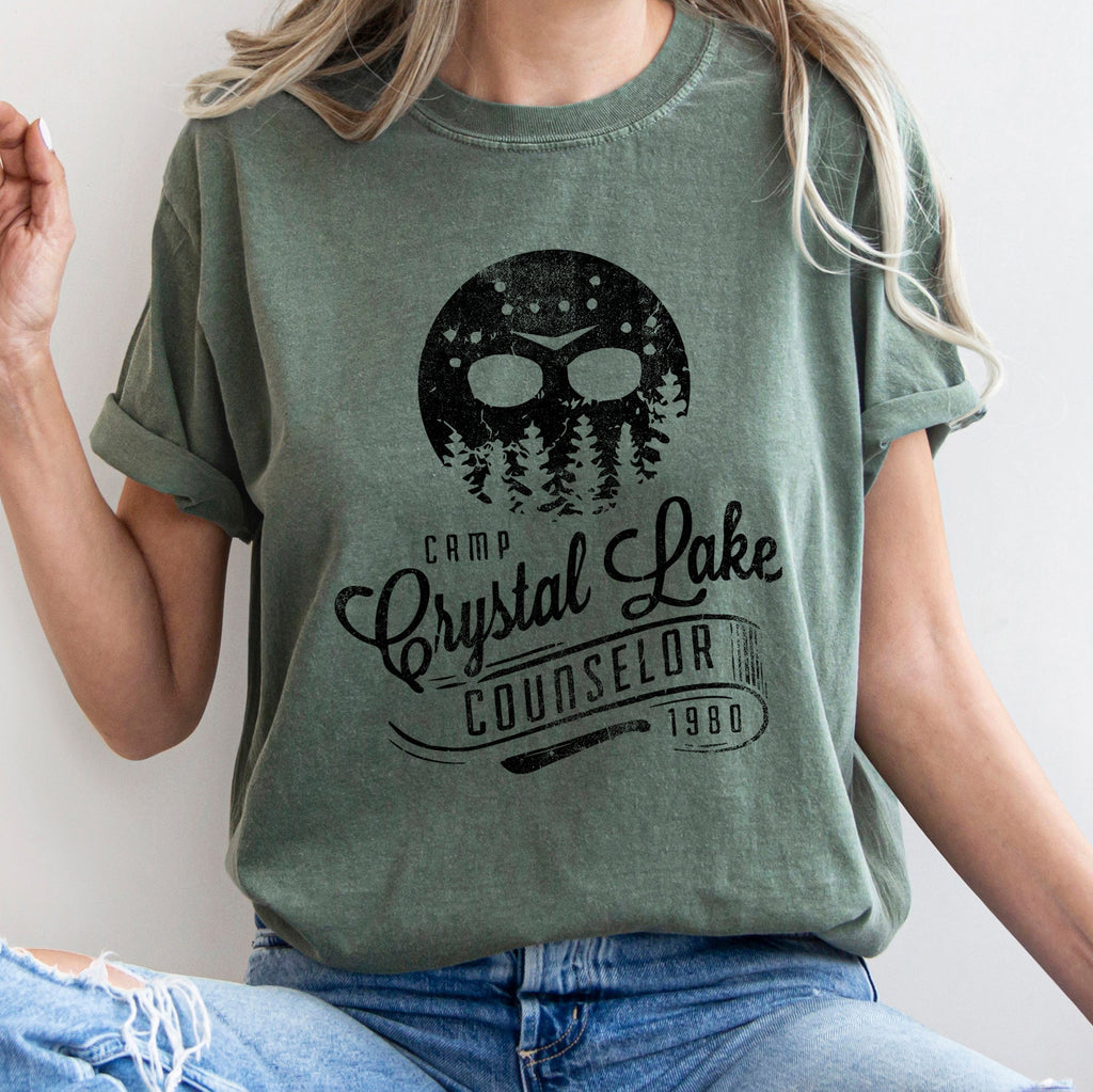 Camp Crystal Lake Counselor Retro Halloween Slasher Theme Limited Edition Comfort Colors Tee