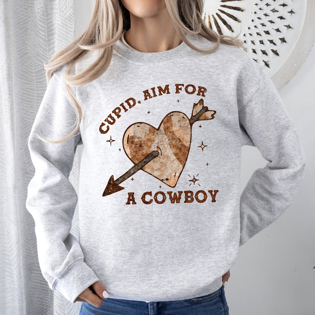 Cupid Aim For A Cowboy Heart Western Country Valentines Day Sweatshirt For Lovers Of Western Romance