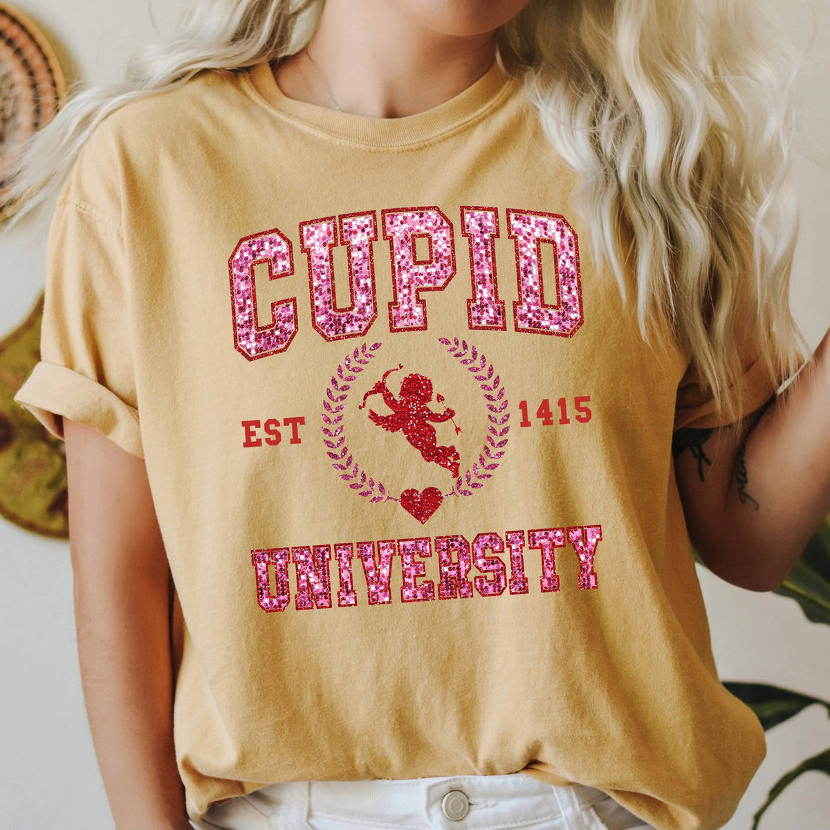 Cupid University Premium Vintage Comfort Colors Tee Valentines Day Edition For Lovers