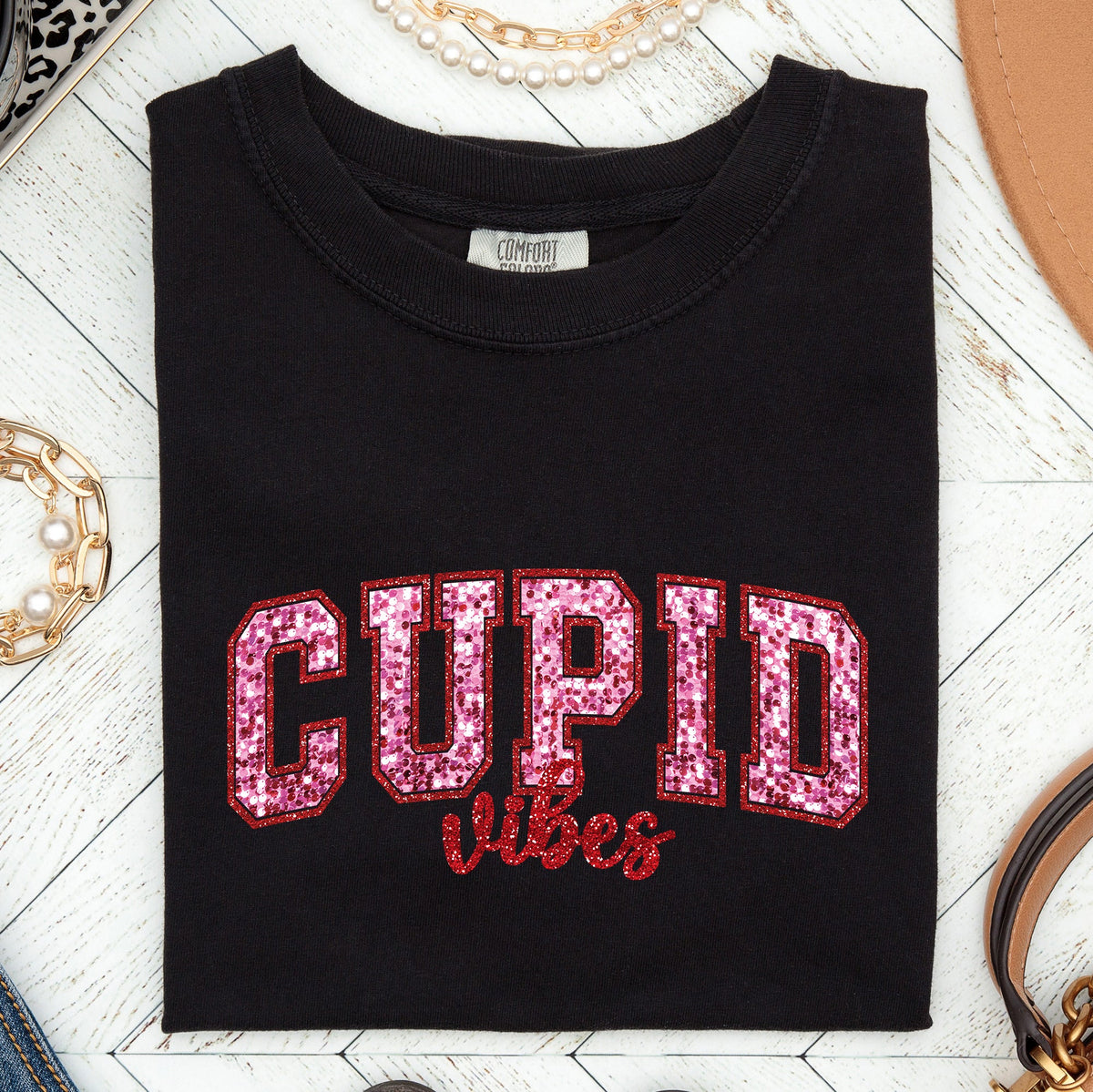 Cupid Vibes Collegiate Love Valentine's Day Vintage Nostalgia Edition Comfort Colors Tee