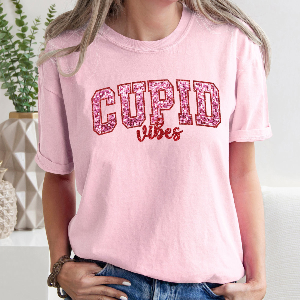 Cupid Vibes Collegiate Love Valentine's Day Vintage Nostalgia Edition Comfort Colors Tee