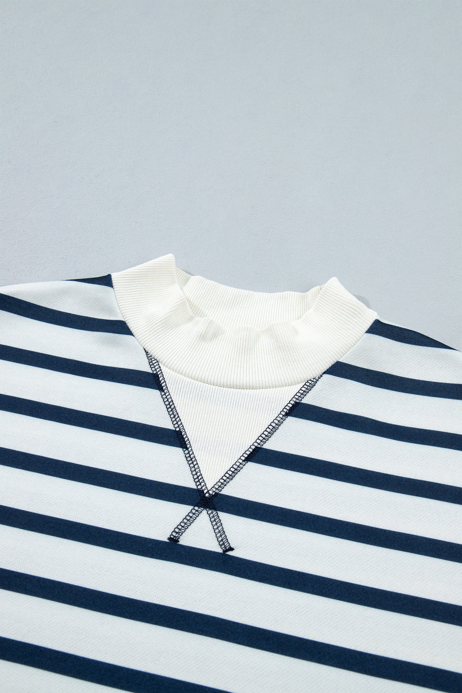 Stripe Mock Neck Top & Reverse Seam Pants Set
