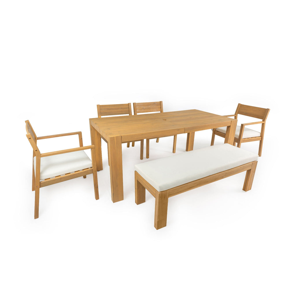 Outdoor Dining Set Rectangular Table With Umbrella Hole