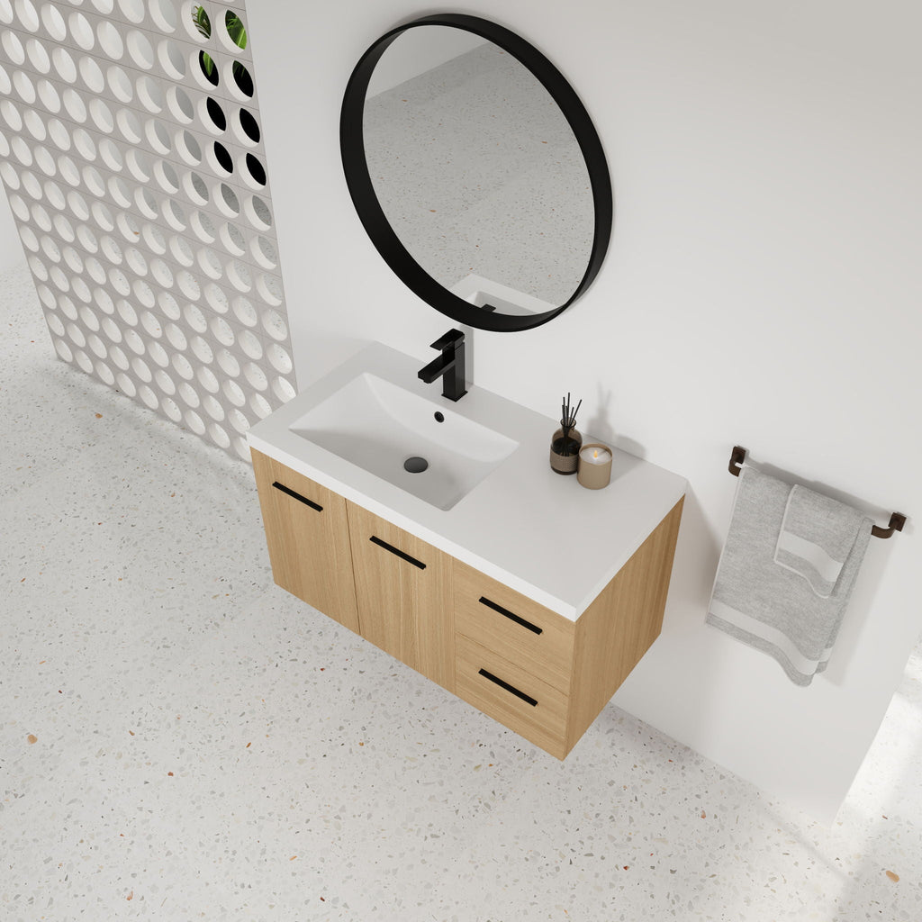 Wall Mounted Floating Bathroom Vanity With Sink, Door & Drawers Modular Cabinet