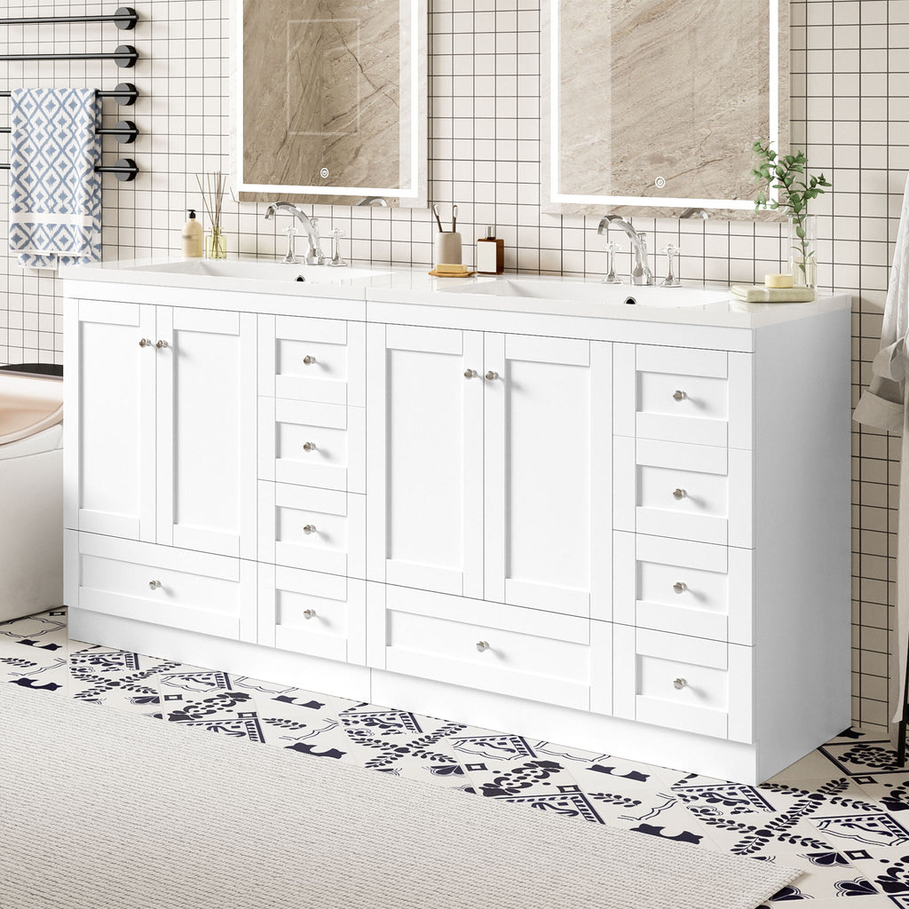 Shaker Free Standing Bathroom Vanity Cabinet & Sink, Soft Close Drawers, Soft Close Doors