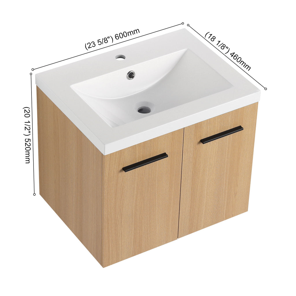 Floating Bathroom Vanity With Sink, Wall Mounted Double Door Storage
