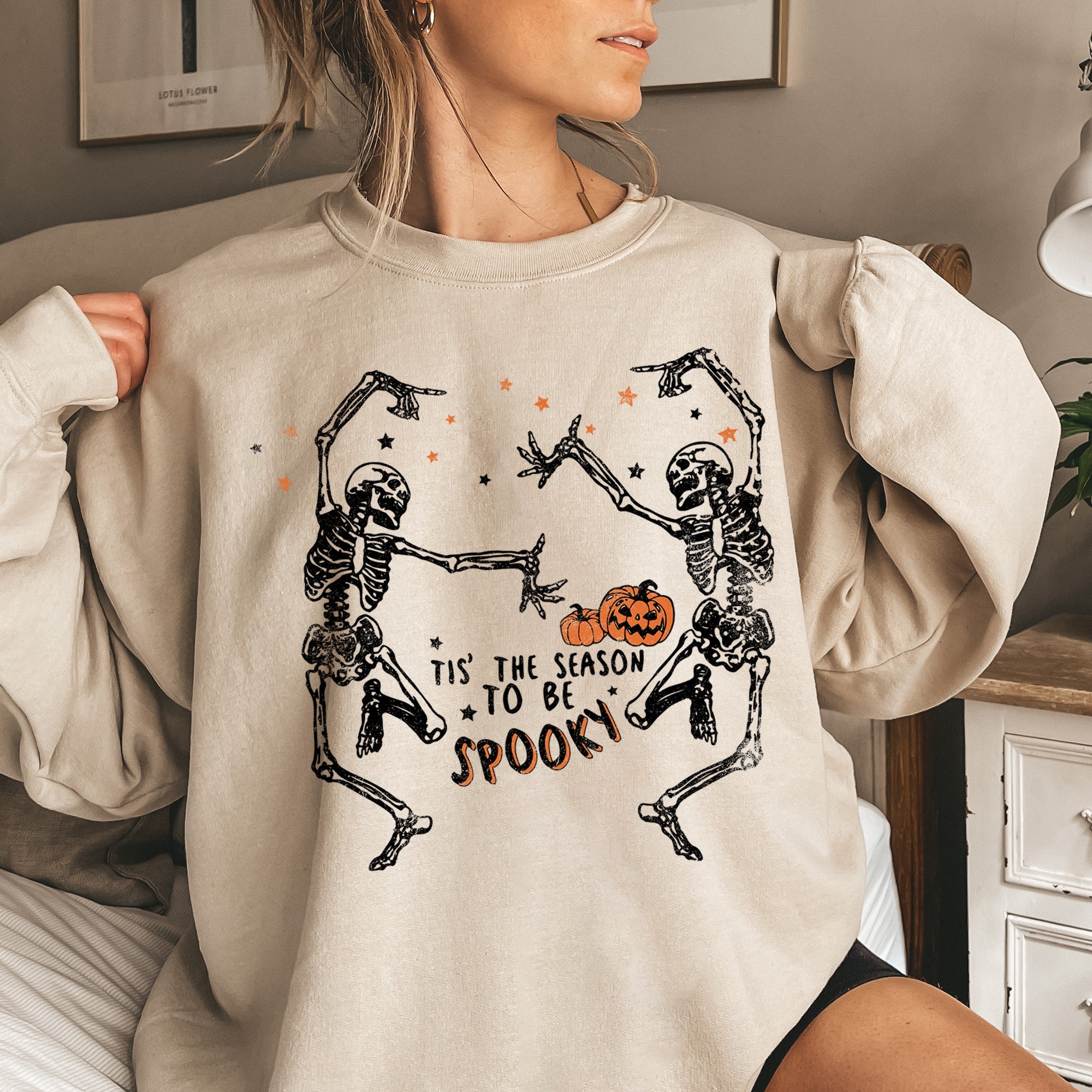 Spooky Dance Halloween Cozy Fleece Inside Soft Thermal Lined For Halloween Nights Sweatshirt