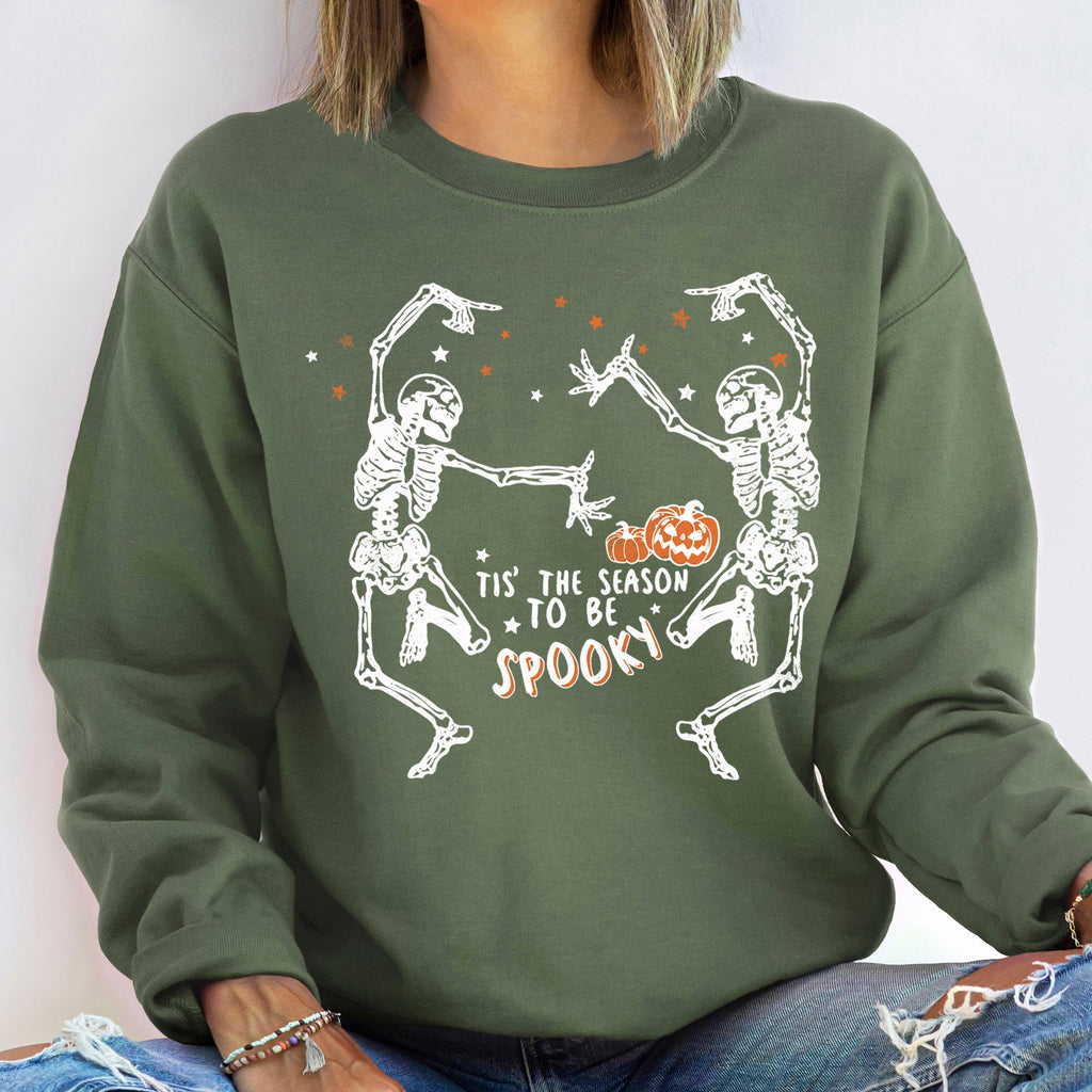 Spooky Dance Vintage Halloween Graphic Cozy Fleece Comfort Fit Premium Cotton Blend Sweatshirt