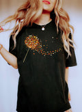 Dandelion Autumn Leaves Botanical Illustration In Warm Sunset Hues + Comfort Colors Tee