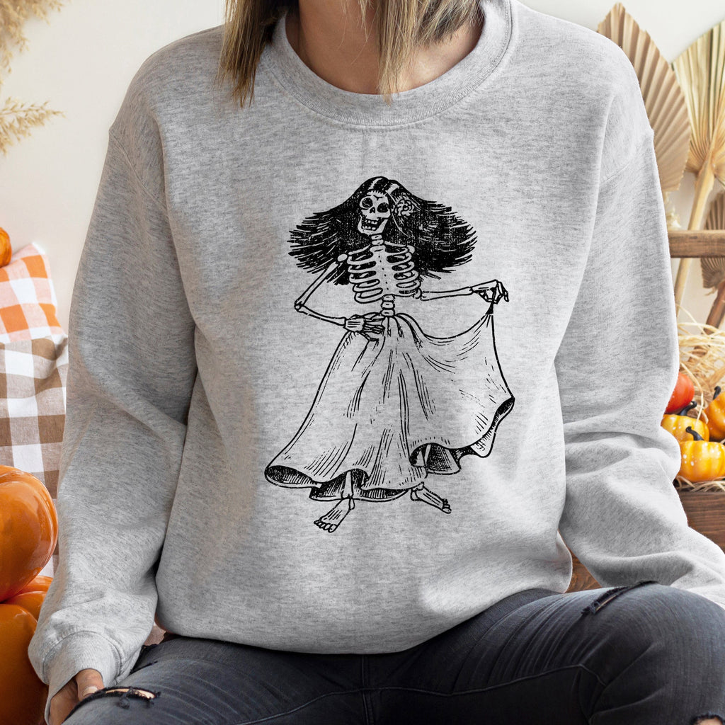 Day Of The Dead Lady Halloween Sugar Skull Floral Celebration Art Design Sweatshirt
