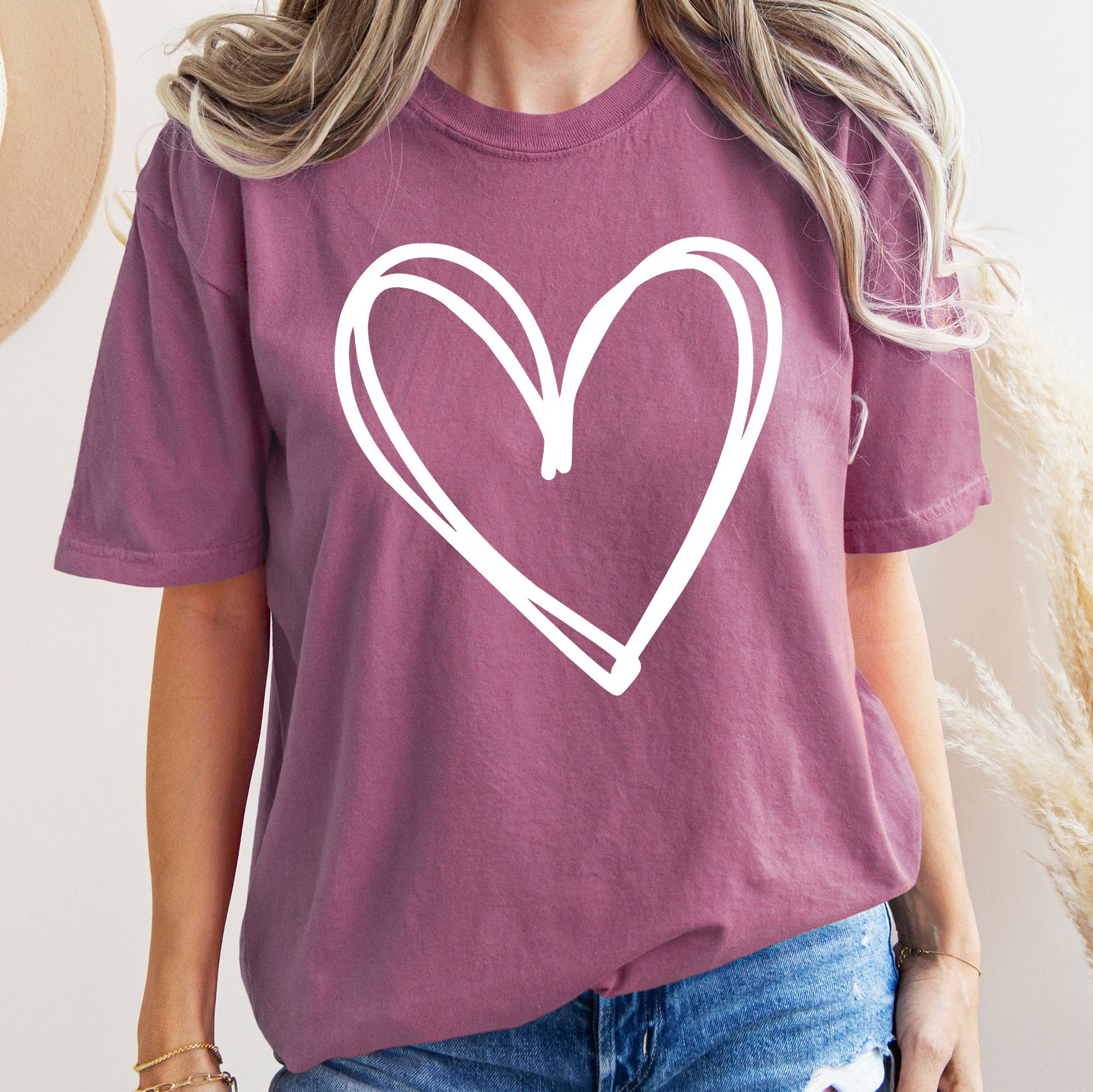 Double Heart Sketch Doodle Love Valentine's Day Edition Premium Soft Comfort Colors Tee