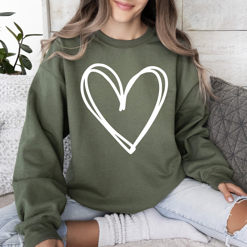 Double Heart Sketch Doodle Love Valentine Themed Cozy Graphic Illustration With Bold Lines And Hearts Sweatshirt