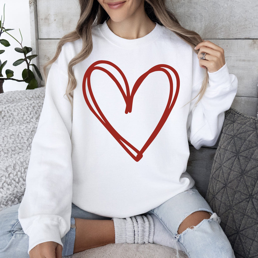 Double Heart Sketch Doodle Love Valentine Themed Cozy Graphic Illustration With Bold Lines And Hearts Sweatshirt