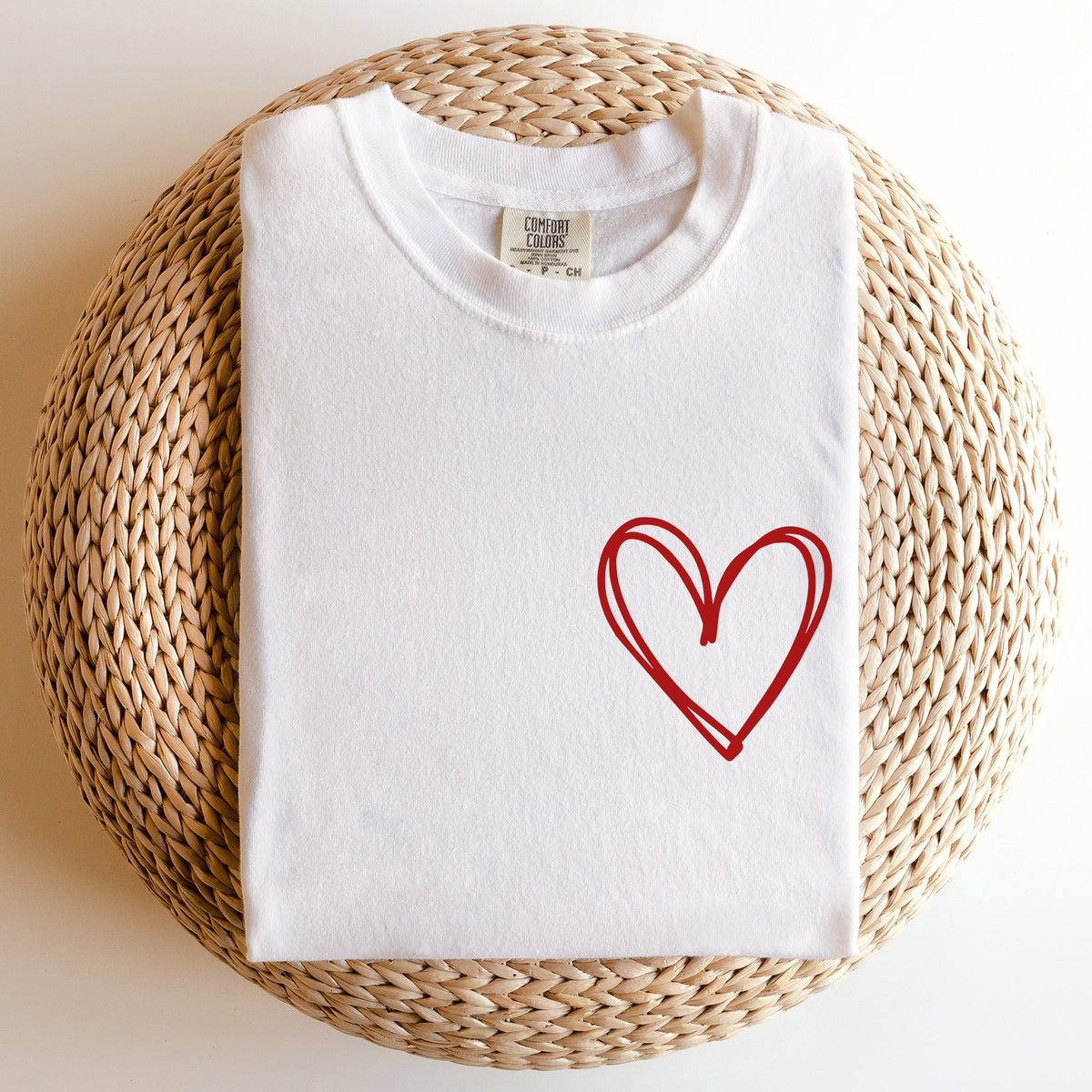 Double Heart Pocket Print Valentine's Day Edition Vintage Style Comfort Colors Tee