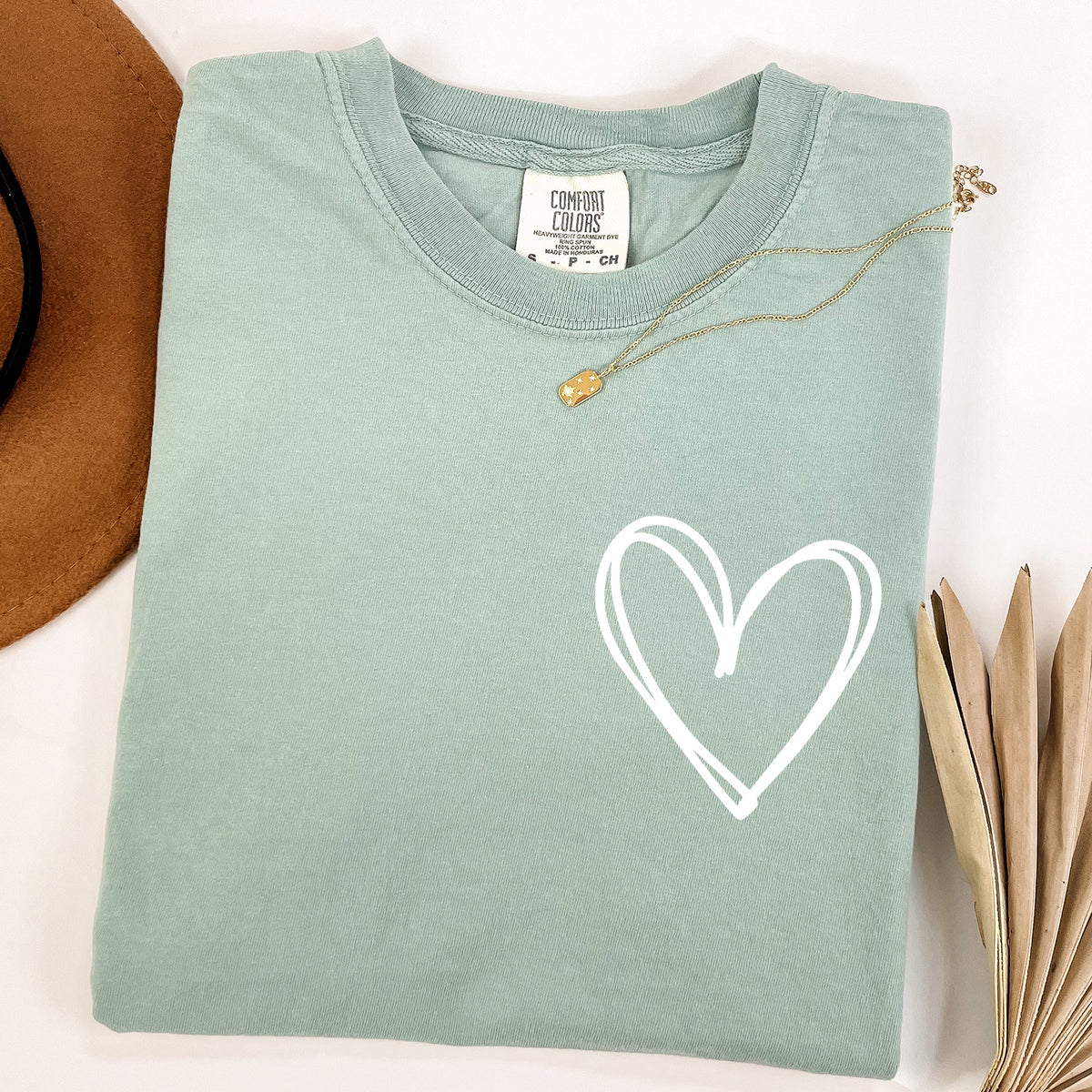 Double Heart Pocket Print Valentine's Day Edition Vintage Style Comfort Colors Tee