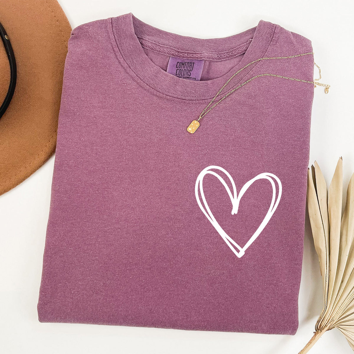 Double Heart Pocket Print Valentine's Day Edition Vintage Style Comfort Colors Tee