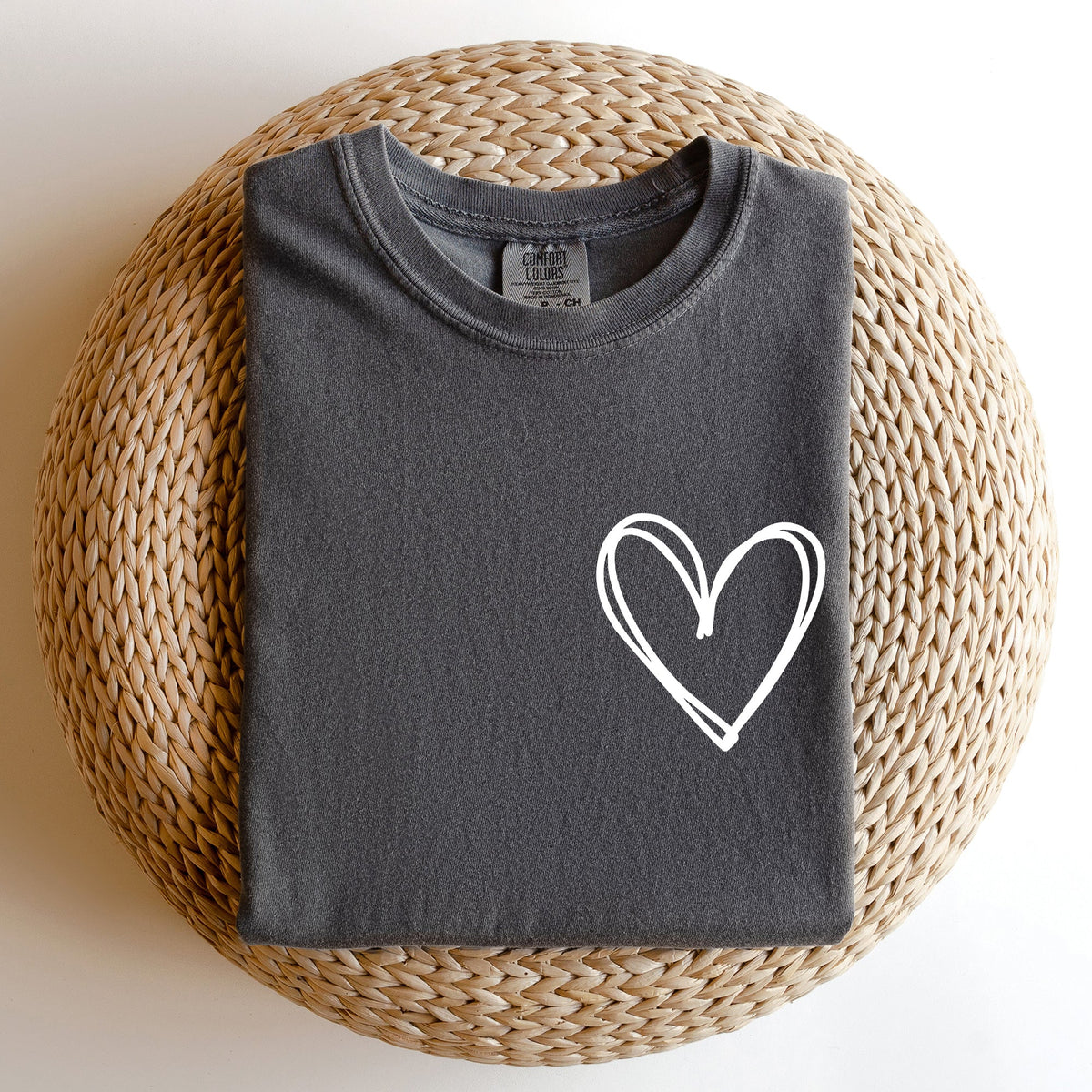 Double Heart Pocket Print Valentine's Day Edition Vintage Style Comfort Colors Tee