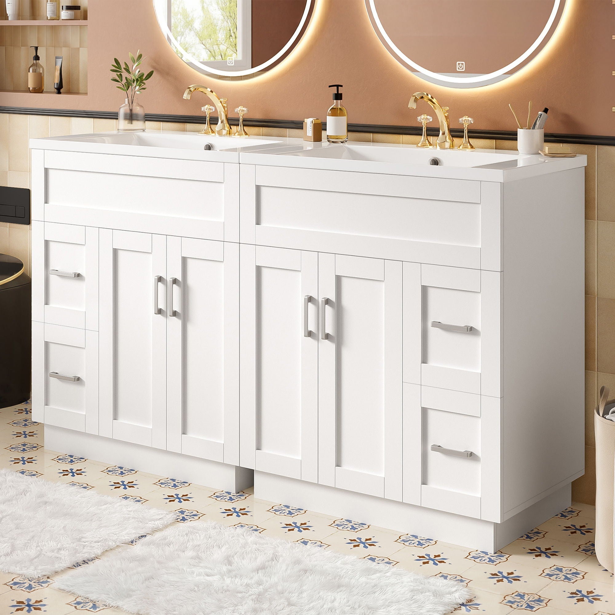 Bathroom Vanity With 2 Doors, 2 Drawers, Adjustable Shelf, Hidden Slides & Soft Close Hinges