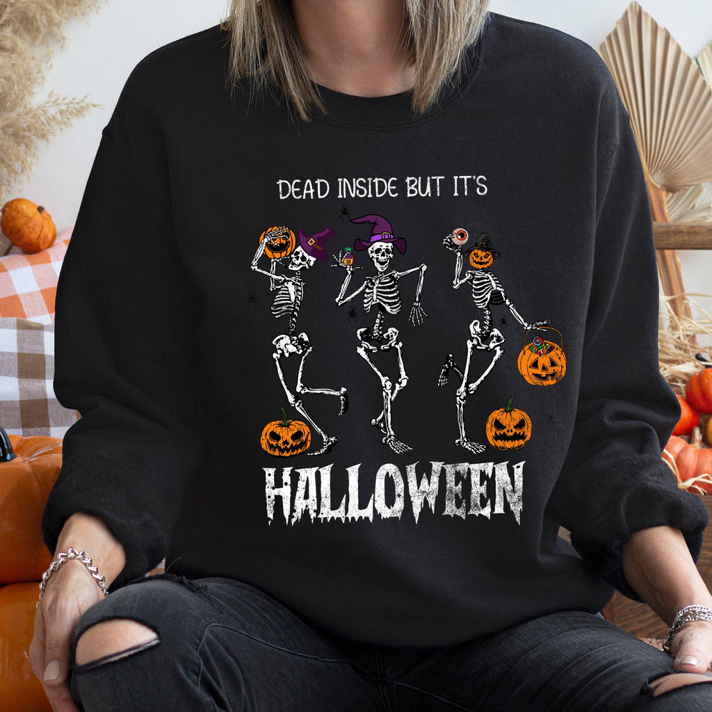 Dead Inside But It's Halloween Vintage Brushed Fleece Sweatshirt Cozy Warm Edition
