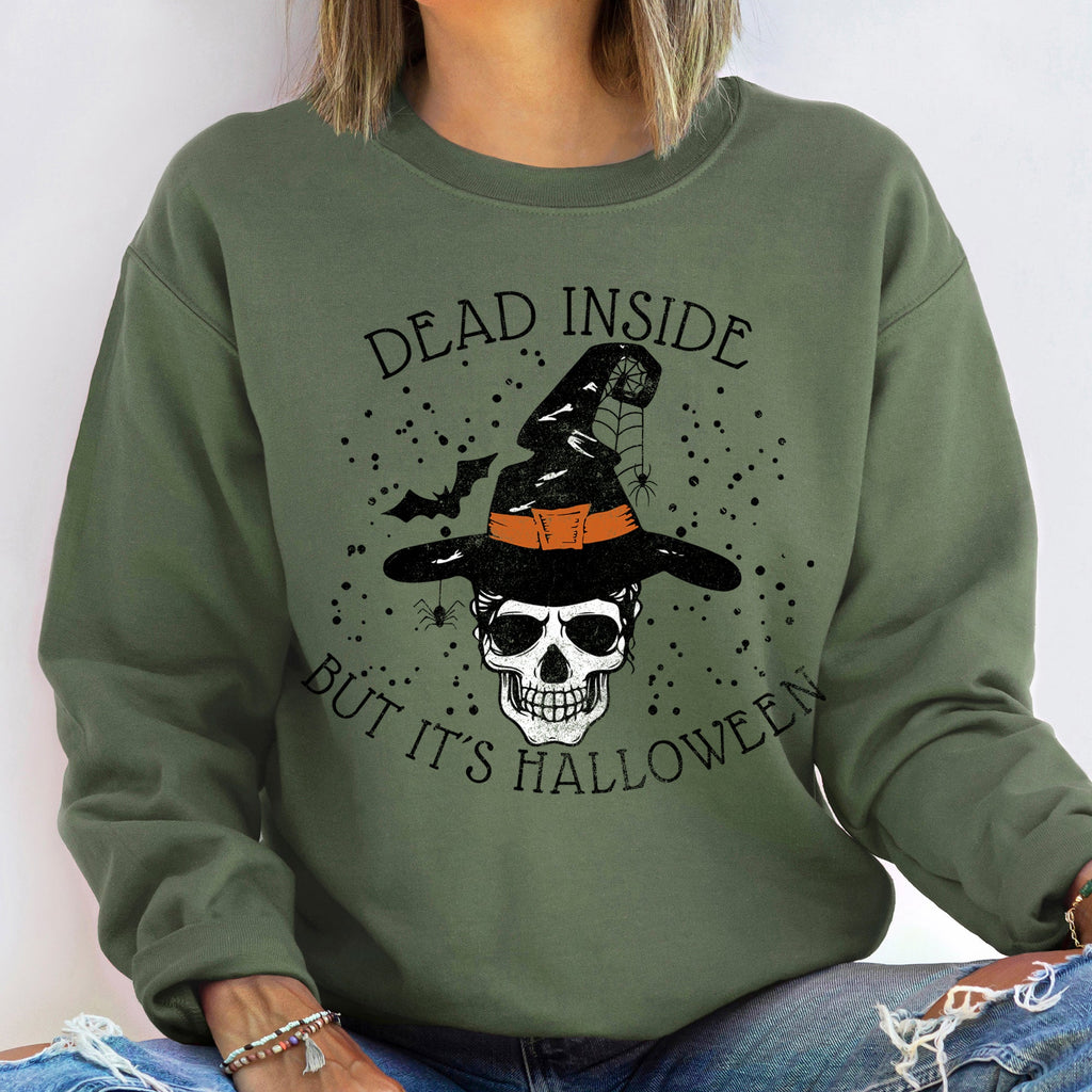 Dead Inside Witch Halloween Gothic Moonlit Night Spells Mystic Charm Fashion Statement Sweatshirt