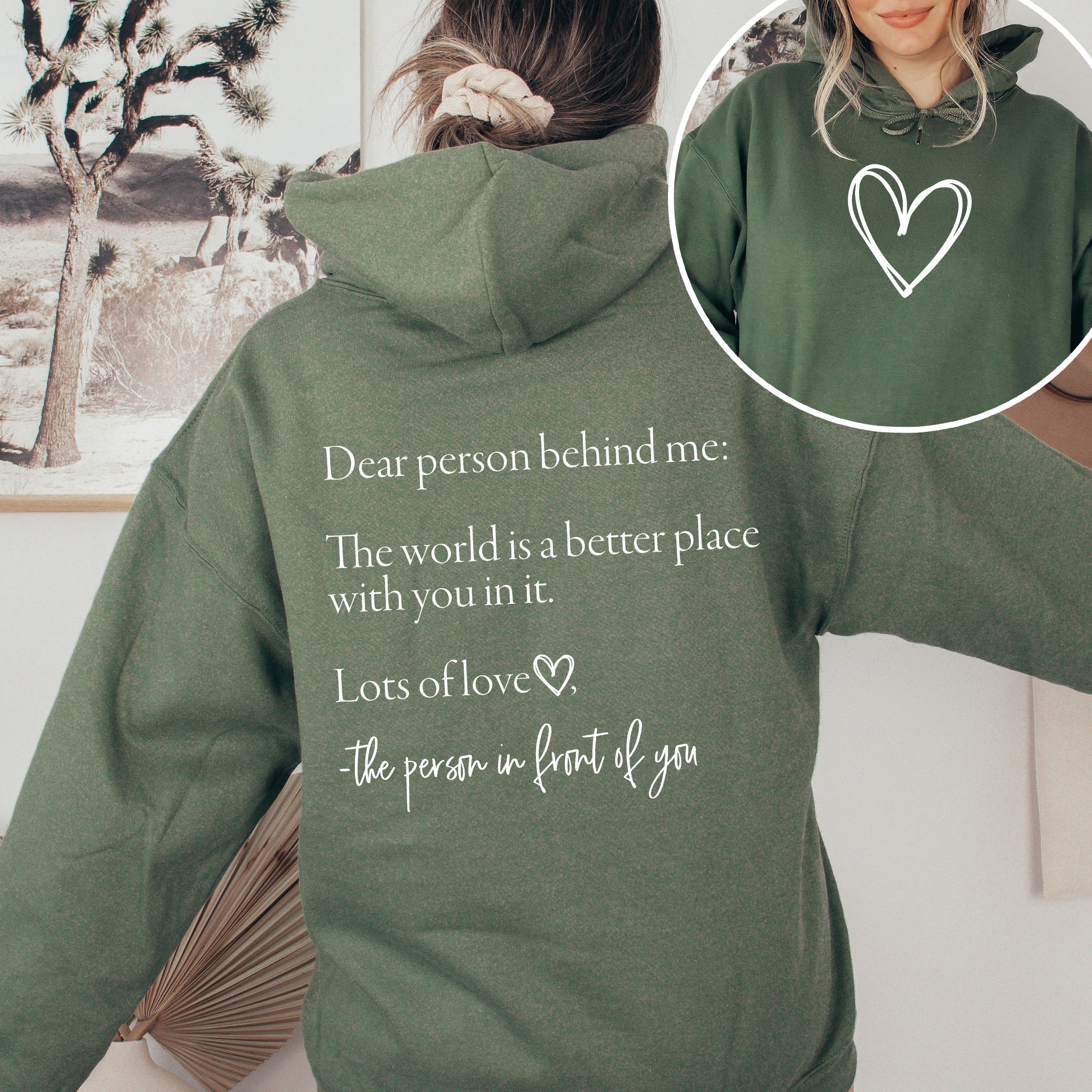 Dear Person Behind Me Heart Positivity Kindness Mental Health Awareness Hooded Sweatshirt