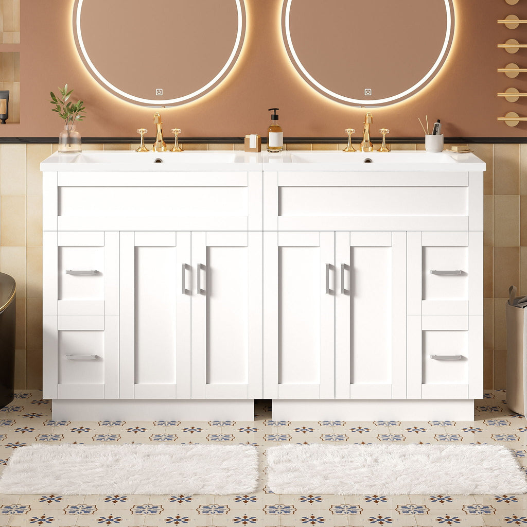 Bathroom Vanity With 2 Doors, 2 Drawers, Adjustable Shelf, Hidden Slides & Soft Close Hinges