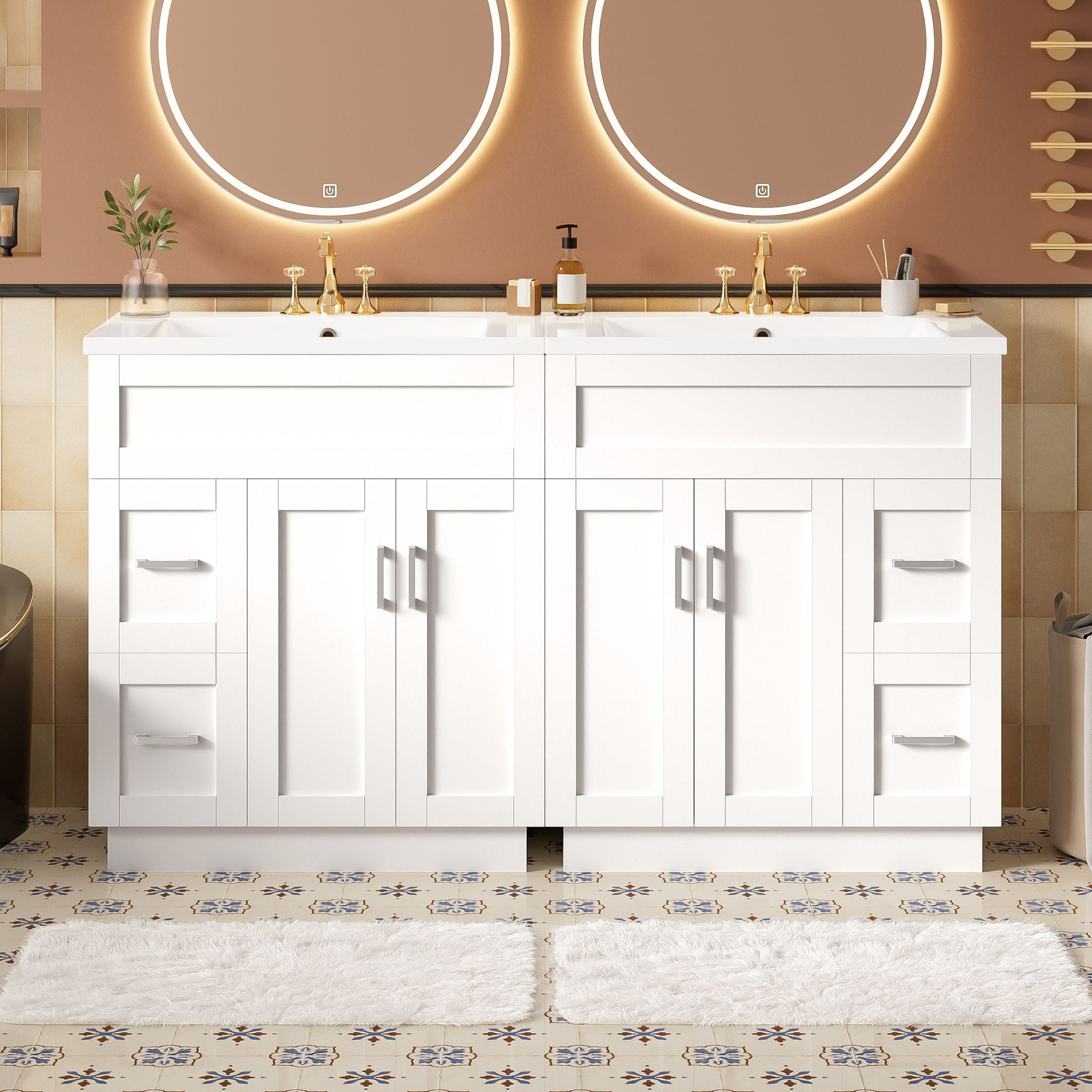 Bathroom Vanity With 2 Doors, 2 Drawers, Adjustable Shelf, Hidden Slides & Soft Close Hinges