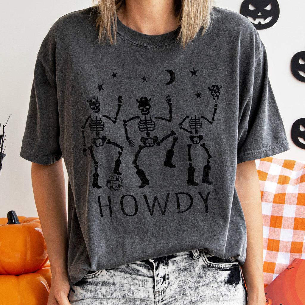 Howdy Skeletons Retro Halloween Night Parade Edition Limited Exclusive Comfort Colors Tee