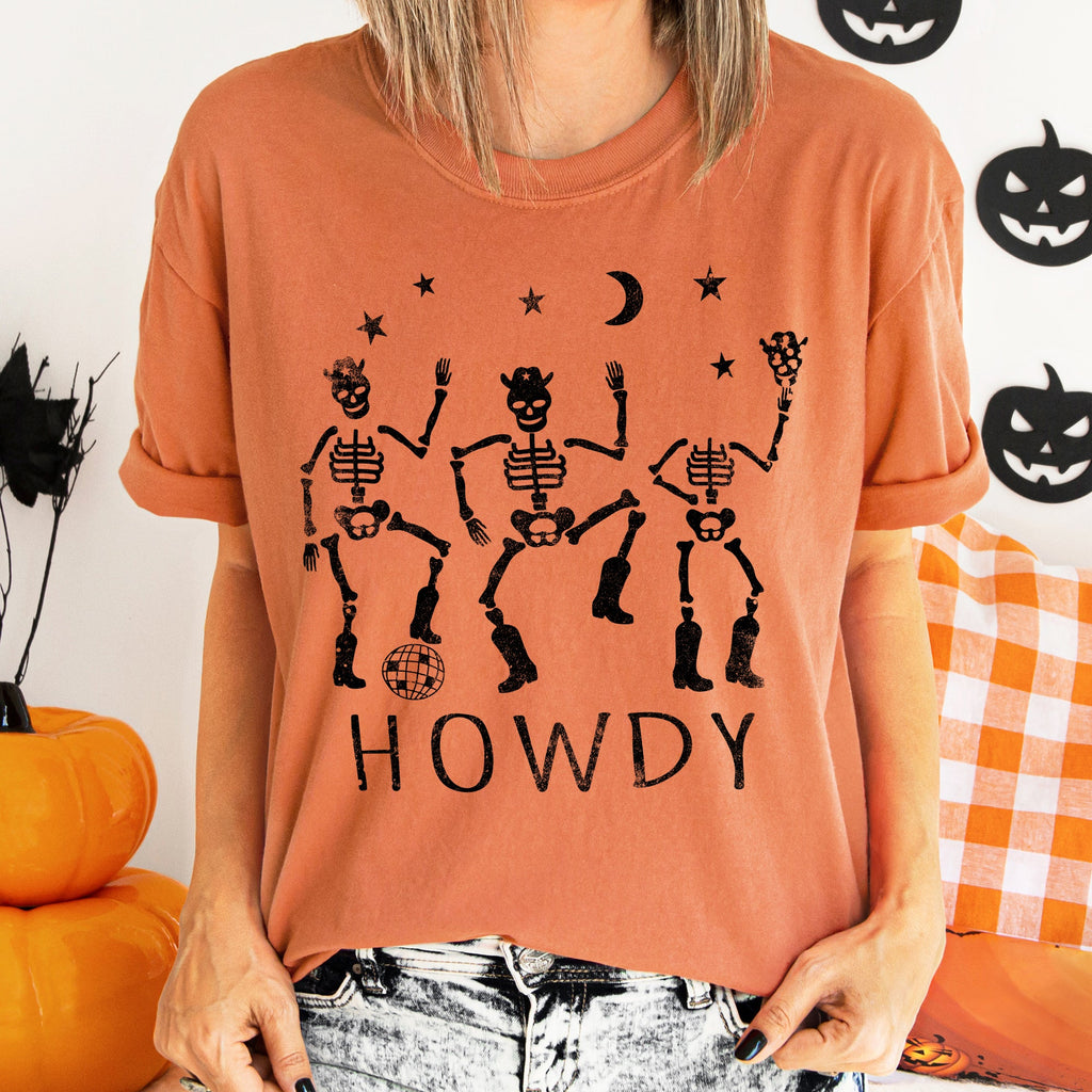 Howdy Skeletons Retro Halloween Night Parade Edition Limited Exclusive Comfort Colors Tee