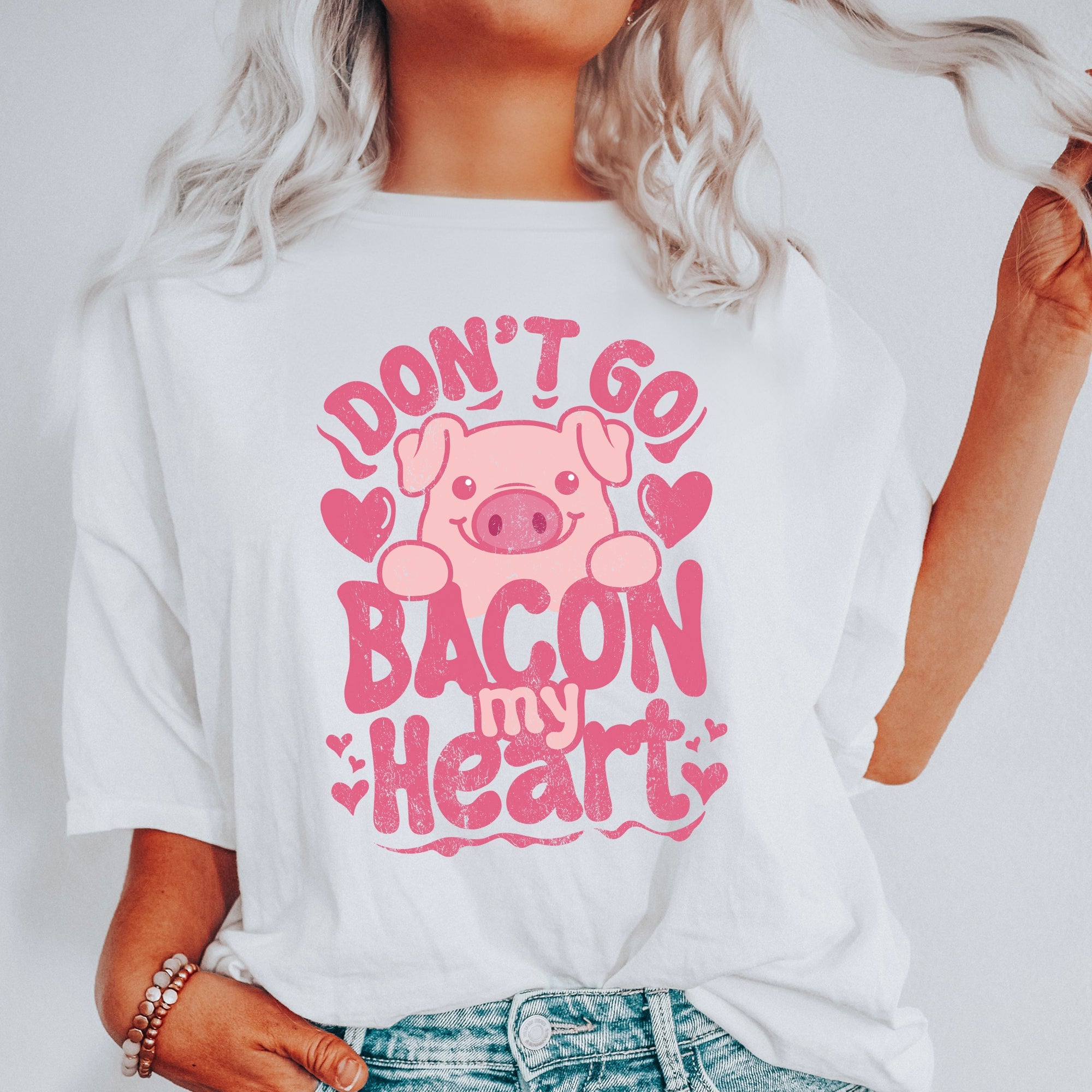 Don't Go Bacon My Heart Pig Valentine's Day Design Pig Lovers Limited Edition Comfort Colors Tee
