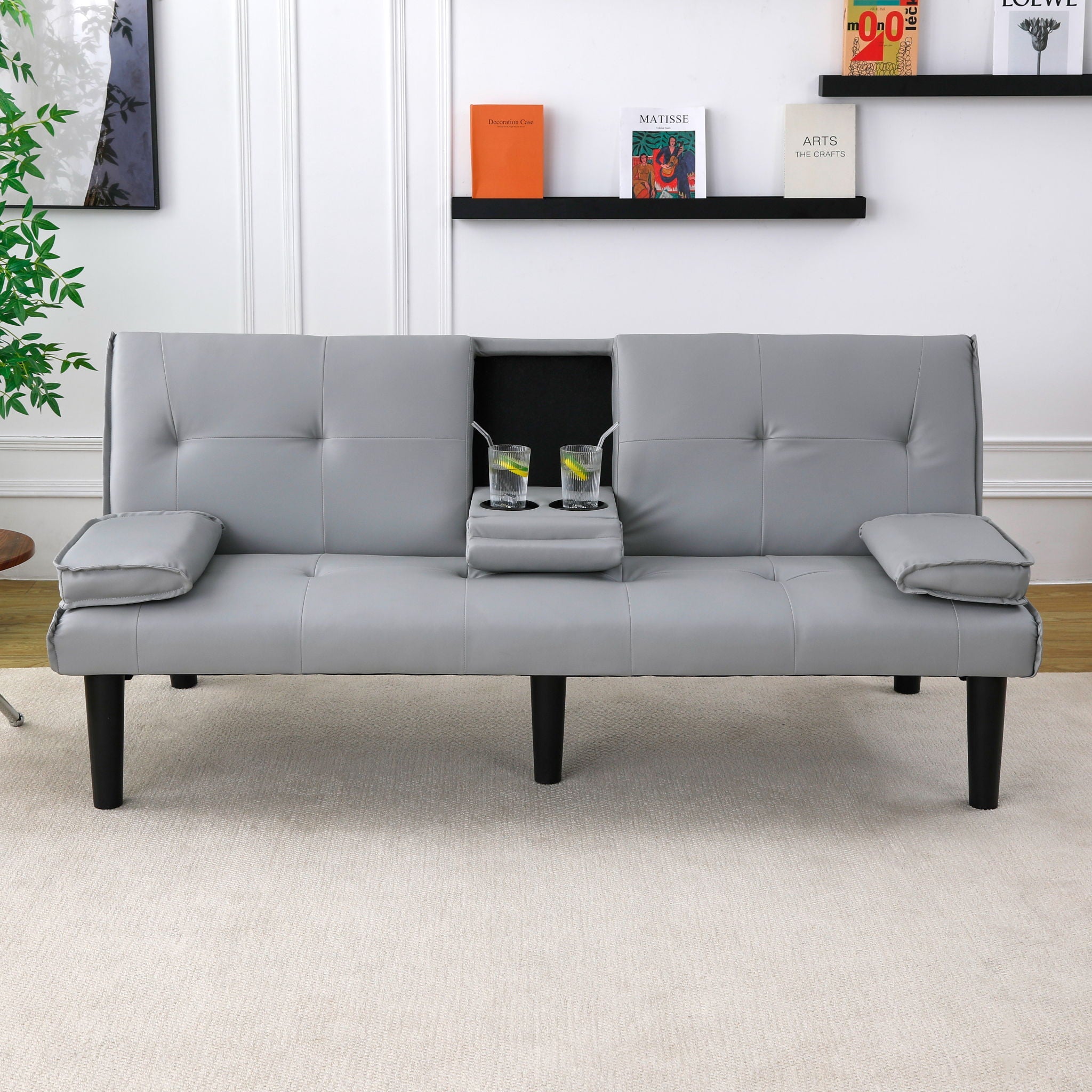 Sofa Bed With Foldable Design And Cup Holder