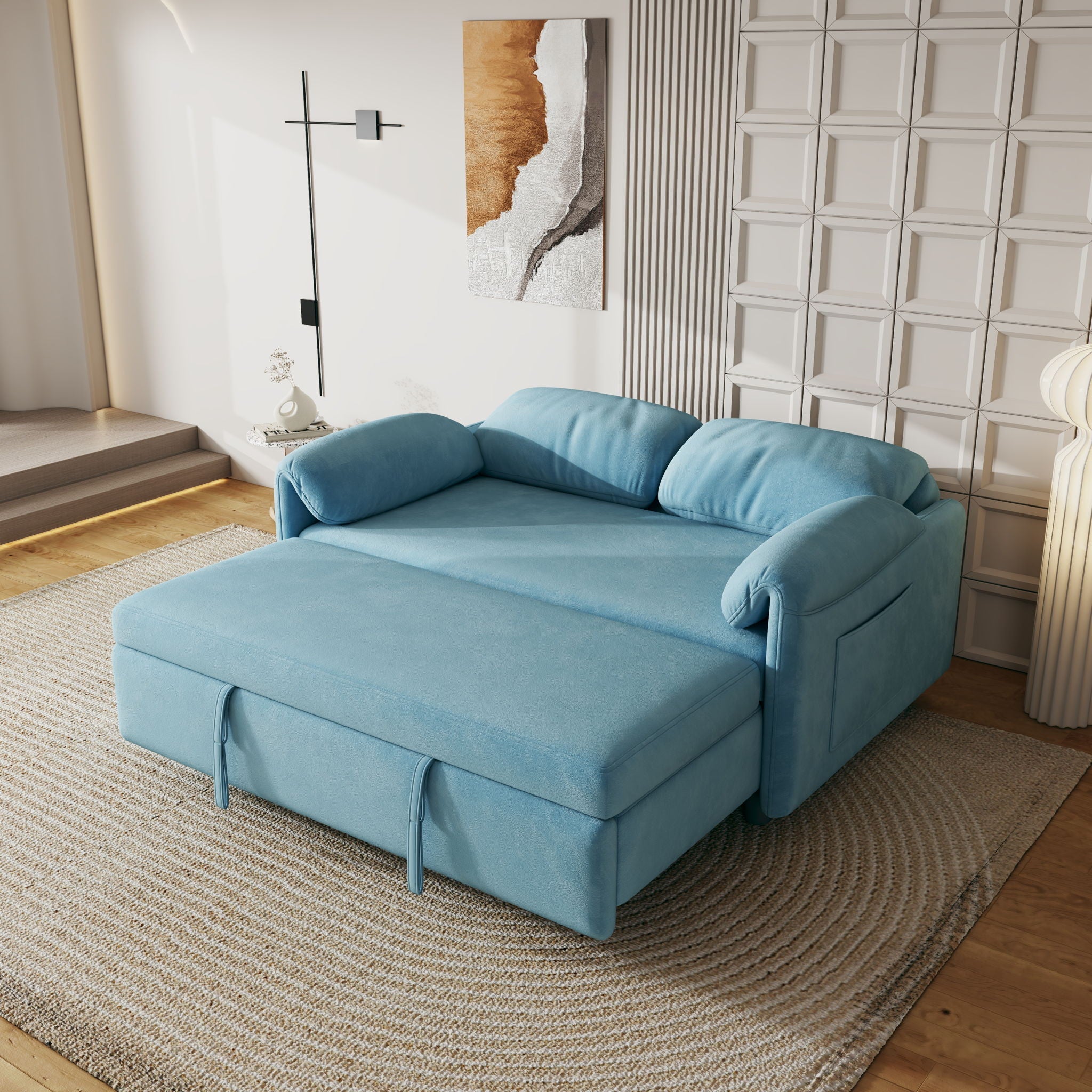 Sofa, Dual Purpose Lounge With Retractable Queen Size Bed