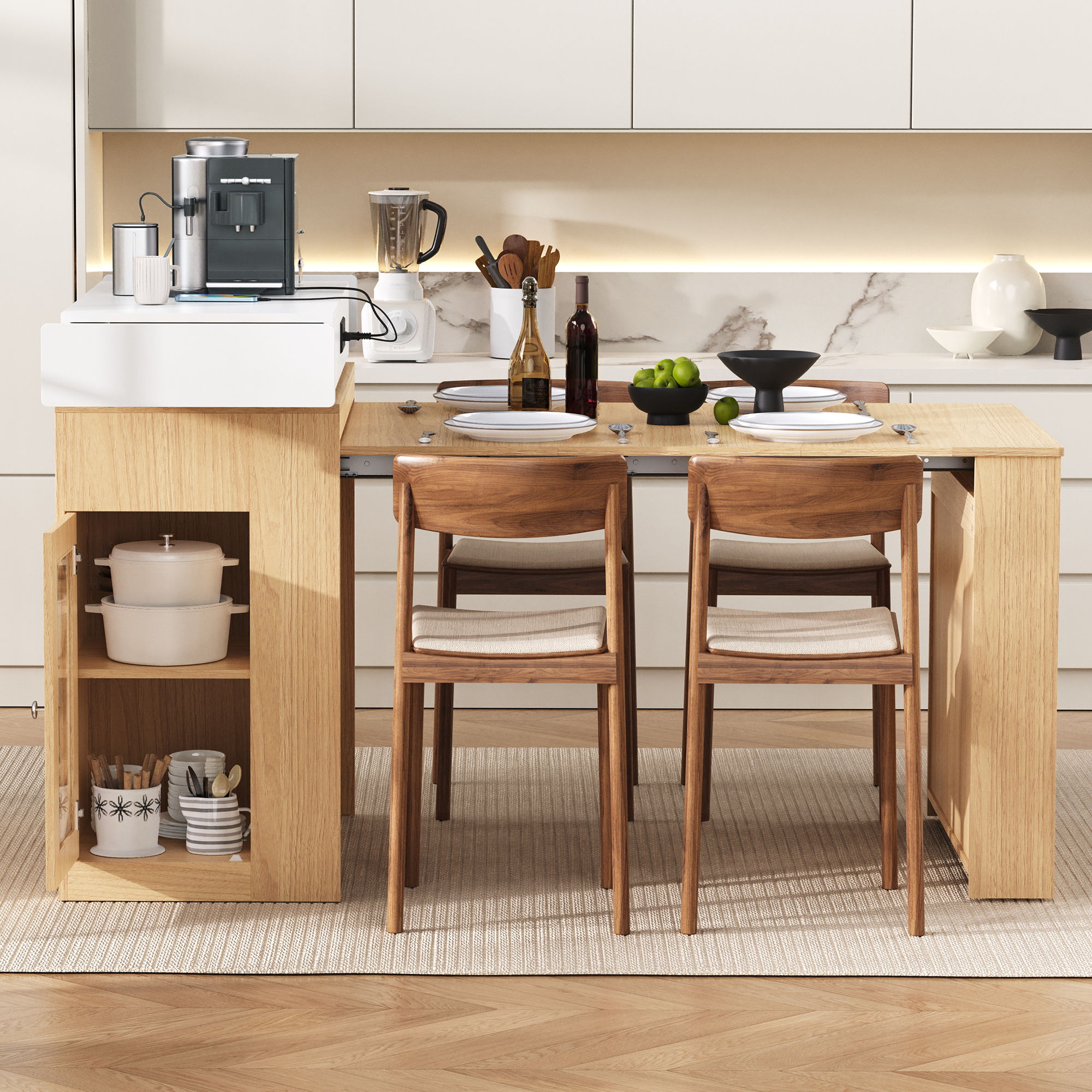 Extendable Dining Table With Folding Top
