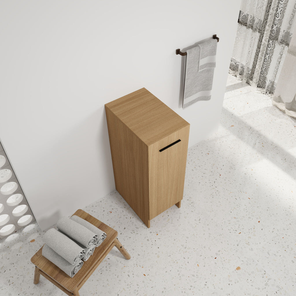Slim Freestanding Bathroom Storage Cabinet - Light Oak