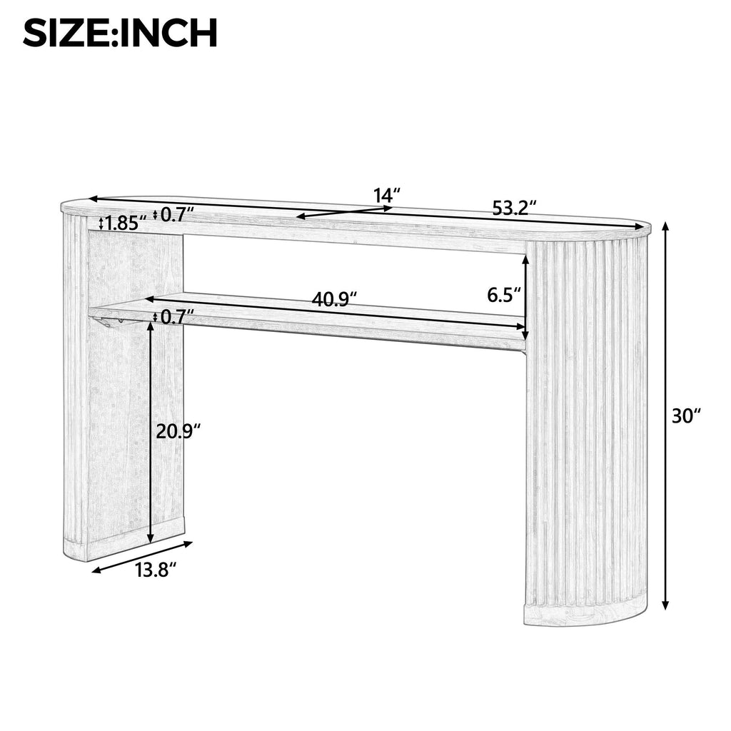 Console Table With Fluted Legs, Open Shelf