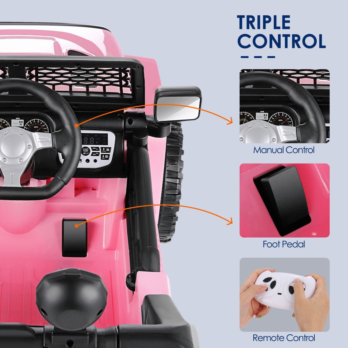 Electric Kids Ride-On Truck with Remote Control, LED Lights, and Music - 12V Battery Powered