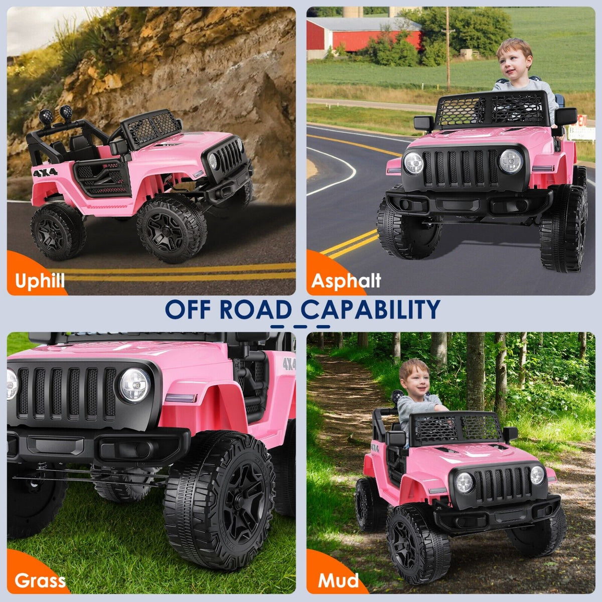 12V Electric Kids Ride-On Truck Car Jeep with MP3 Player, Remote Control, and 2 Seats - LED Lights Included
