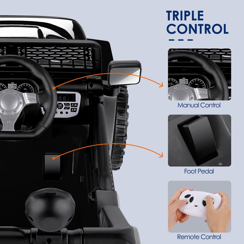 2-Seater Electric Ride-On Jeep with MP3 Player, LED Lights, and Remote Control for Kids - 12V Powered