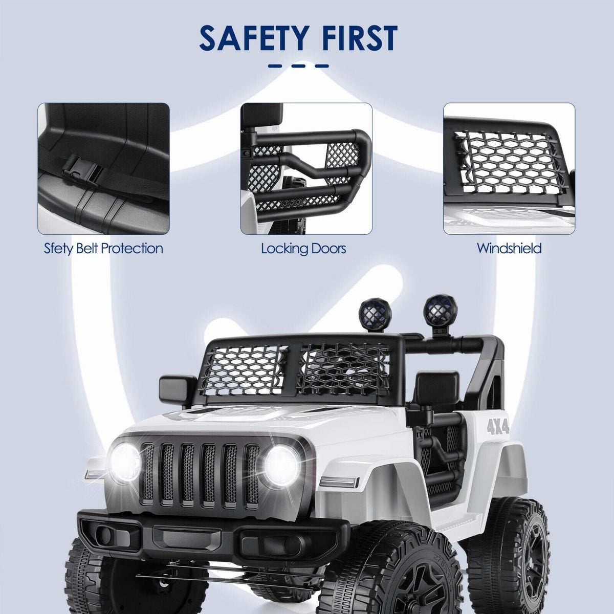 12V Electric Kids Ride on Truck with Remote Control, LED Lights, and Music