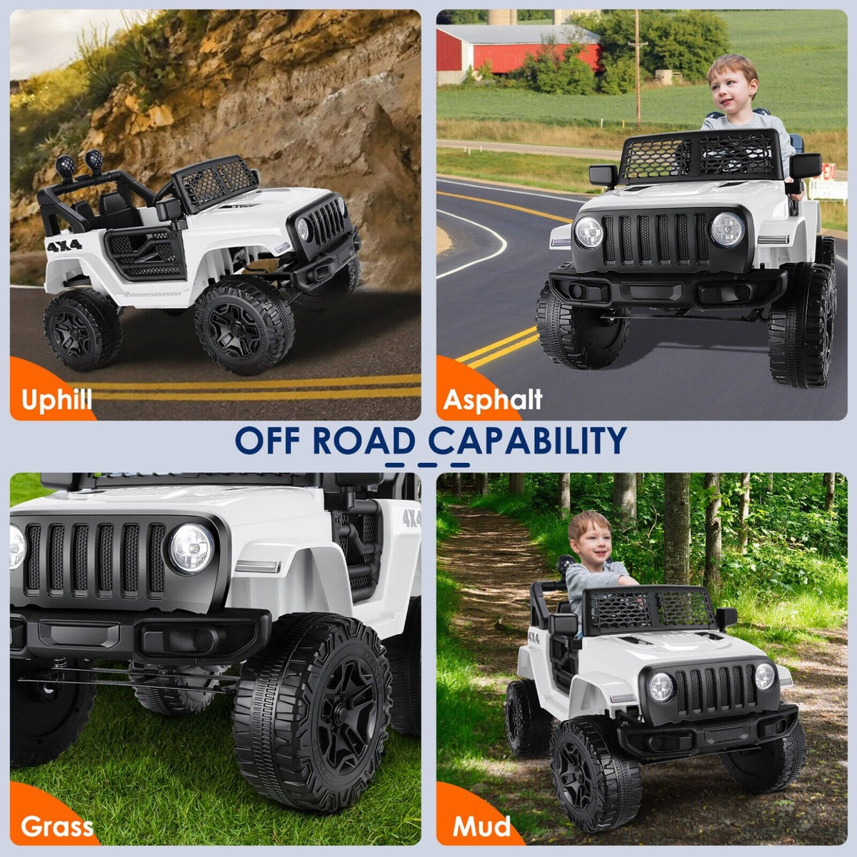 12V Electric Kids Ride on Truck with Remote Control, LED Lights, and Music